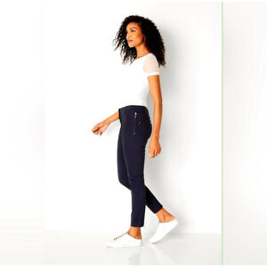 Anatomie The Susan Skinny Ankle Travel Pants $248 Size Large Black Low Rise EUC